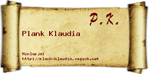 Plank Klaudia névjegykártya